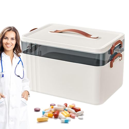Boite à pharmacie transparente robuste avec compartiments de rangement
