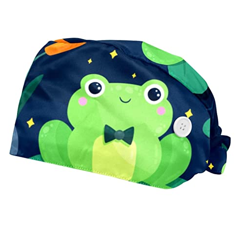 Casquettes de travail ajustables motif grenouille verte pour la cuisine
