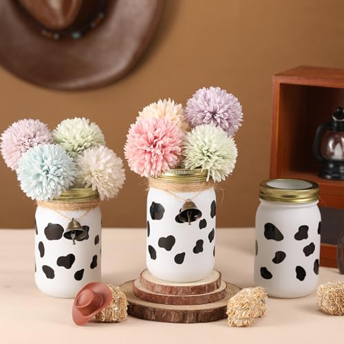 Pots Mason imprimés vache anti-table vide pour baby shower western - 8
