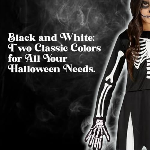Kangaroo Scary Halloween Costumes Skeleton Gloves I Stretchable Kids Halloween Skull Gloves I White Printed Skeleton Bones Black Gloves I Halloween Skeleton Costume Skeleton Hands Spooky Kids Gloves - Thumbnail 4