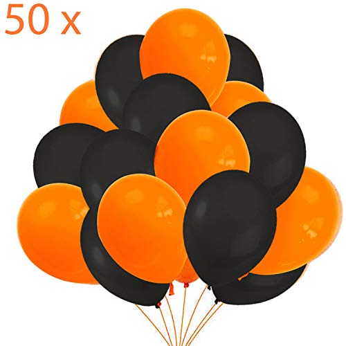 Jonami Deco Halloween Decoration Halloween  50 Ballons Noir Orange pour Fete dHalloween