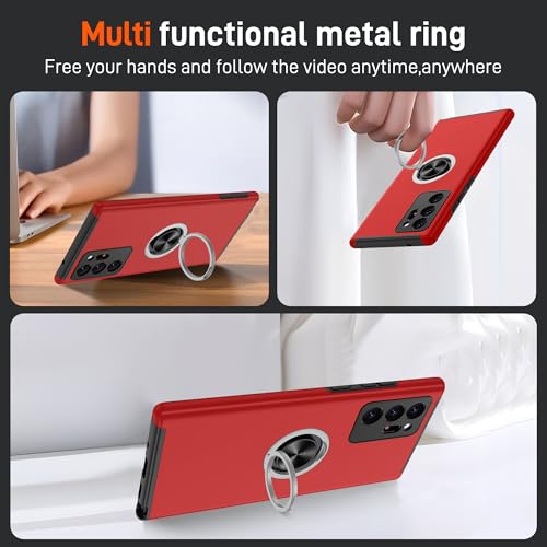 Coque Samsung Note 20 Ultra pour éviter les chutes avec anneau et béquille rouge - 5