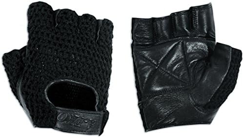 A-PRO Fingerless Biker Gloves Soft Net leather Cowhide Apparel Drive Cruiser Black L