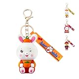 Royalugas Silicone Cute Keychains, Kawaii Bunny Backpack Key Chain, Key Purse Handbag Charms for Women Girls