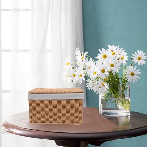 Cesta rectangular de mimbre con tapa y forro SECFOU para ropa 6