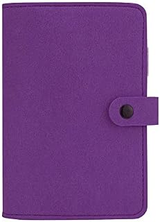 A6 6 Ring Binder Notebook Felt Binder Personal Organizer with Snap Button, Without Filler Pages,Purple
