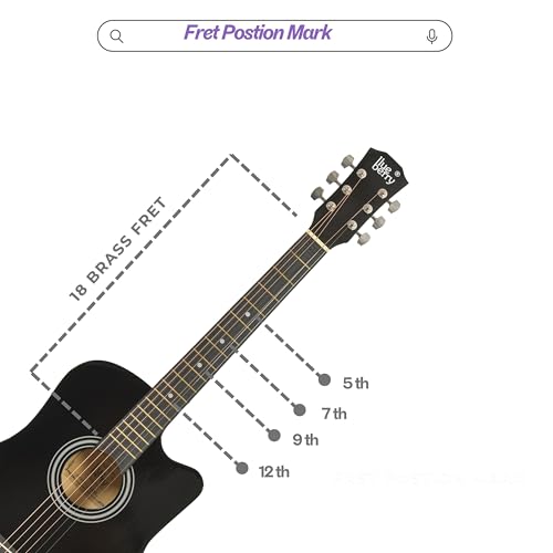 Image of BLUEBERRY B-38C, Acoustic Guitar Kit with Bag, Strap, One Pack Strings And 2 Picks - 38 Inch (Black)