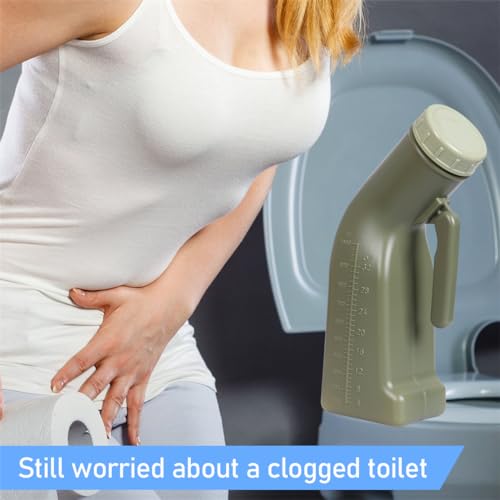 Urinals for Men Male Urinal Bottle Spill Proof with Screw Cap Lid Plastic Pee Bottles Portable Travel Pee Container for Car Elderly 1000ML - Thumbnail 5
