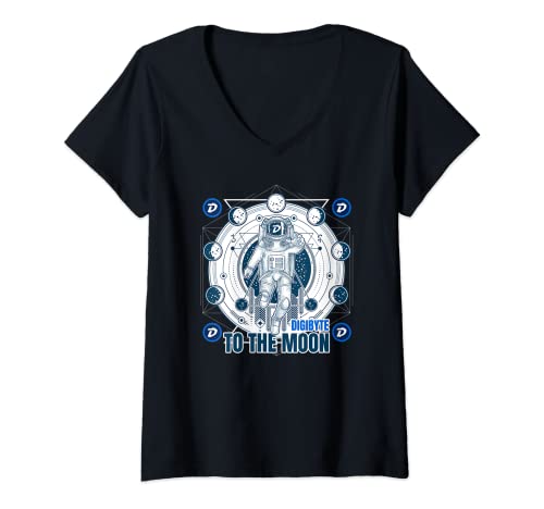 Mujer Digibyte DGB To The Moon Crypto Space Man Criptomoneda Camiseta Cuello V