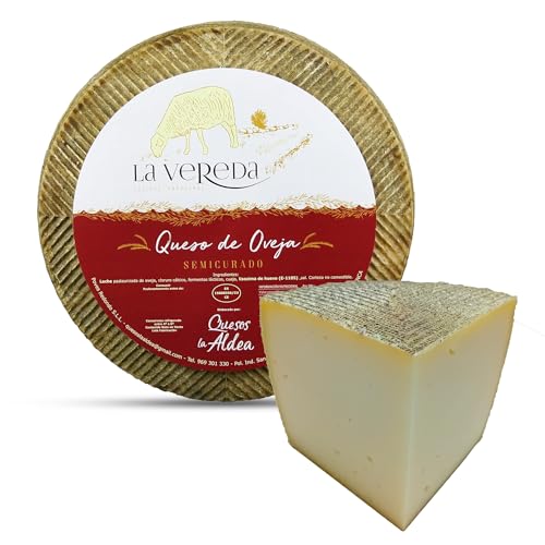 QUESOS LA ALDEA | Queso Artesano de Oveja Semicurado 0,75kg | Leche Pasteurizada | Queso Gourmet | Artesano leche pasteurizada | Ideal para Cesta de Quesos, Pack Regalo y Productos Gourmet
