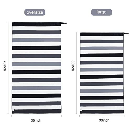 Exclusivo Mezcla Microfiber Quick Dry Beach Towel, Large Sand Free Beach Towel For Travel/Camping/Sports (Striped Black, 30"X60") - Super Absorbent, Compact And Lightweight #TOP3