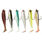 フック付き 1：50 ワーム超耐久性TPE製のルアー 精良な工芸 本物そっくりのエビ/ザリガニ/シャッド型ルアー 草掛かりしにくくて シーバス トラウト 青物 サワラその他各種の魚に適用 海水・淡水適用 別々に保管し (6匹の魚)