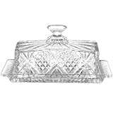 STOBAZA Crystal Glass Butter Dish with Lid 1 Set Classic Butter Keeper for Countertop European Covered Butter Tray with Lid, Kitchen Accessory, Dishwasher Safe, 8.14X3.93X3.54inch