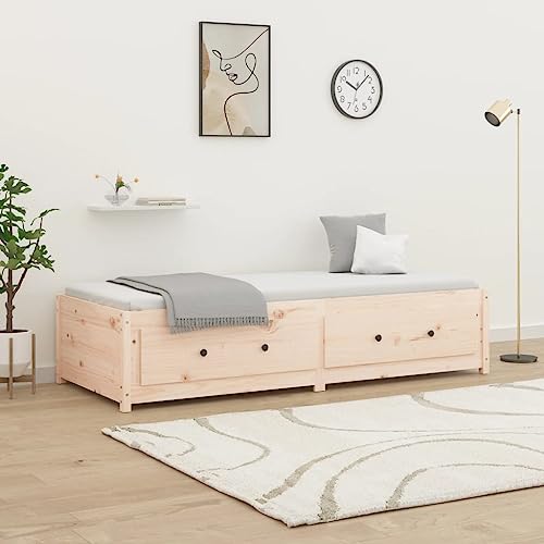LoogCape Cama de día 75 x 190 cm de madera maciza de pino, resistente estructura de cama con espacio de almacenamiento, sofá cama versátil para dormitorio y sala de estar, muebles duraderos
