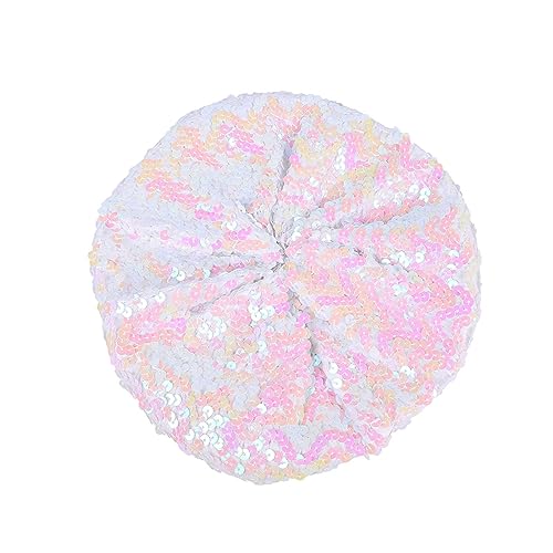 Boina de lentejuelas brillantes para mujer, gorro brillante para baile, fiesta, noche, Halloween, festival, disfraz (blanco, talla única)