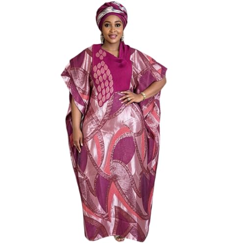 Image of HD African Print Dress for Woman Embroidery Pattern Maxi Dress