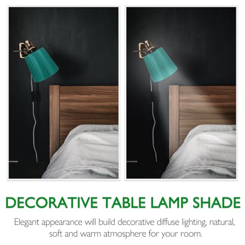 Hemobllo Mini Pleated Lampshade 9cm, Dark Green Fabric Clip on Lamp Shade, Small Cloth Light Cover for Wall Sconces, Chandeliers and Bedside Table Lamps - Image 6