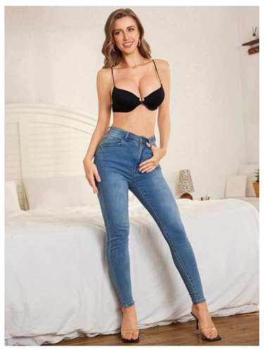 Image of MakeMeChic Lace Bralettes for Women Sexy Bras Sheer Deep V Front Closure Bra