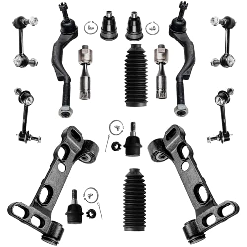 Image of Detroit Axle - Front Rear Suspension Kit for Buick Rainier Chevrolet Trailblazer EXT GMC Envoy XL Saab 9-7x Control Arm Support Brackets Ball Joints Tie Rods Sway Bars Replacement