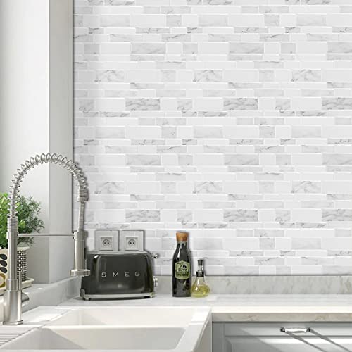 Waldecoo Marble Peel And Stick Backsplash For Kitchen, Thicker Design Self Adhesive Wall Tiles Stick On Backsplash, Marble Look Decorative Tiles (10 Tiles, 12”× 12”) #TOP6