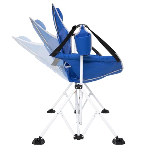 FUNDANGO ゆらゆらハンモックチェア 折りたたみ椅子 アウトドア 自立式枕付きロッキングチェア 角度調整可能 心地ハンギングチェア 組立簡単リクライニング 椅子 カップホルダー 収納バッグ 付きより安定耐荷重136kgのサムネイル