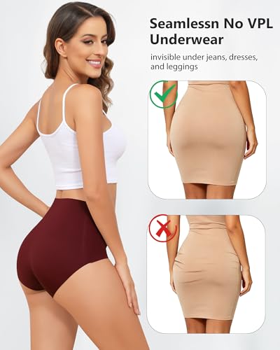 Oegho High Waisted Seamless Underwear For Women Tummy Control Briefs 5 Pack — view 3