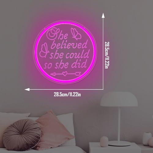 Image of She Believed She Could So She Did Neon Sign 2026 Graduations Led Sign Dimmable Neon Lights Graduation Gift for Her Inspirational Gifts for Women Light Up Sign