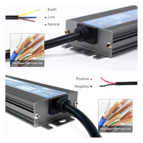 Image of QNNP LED Driver 150 Watts 24V DC Low Voltage Transformer Waterproof IP67 Power Supply Transformer Adapter AC 85V-265V to 24V DC, LED Power Supply for Indoor Outdoor Lighting