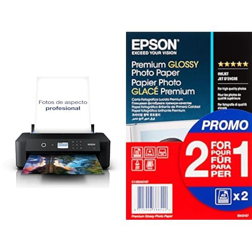 Epson Bundle of Impresora de inyección de Tinta multifunción Expression Photo HD XP-15000 A3 Premium Glossy - Papel Fotográfico, 10 x 15 cm, 2 x 40 Hojas, 255 g - Glacé, Blanco