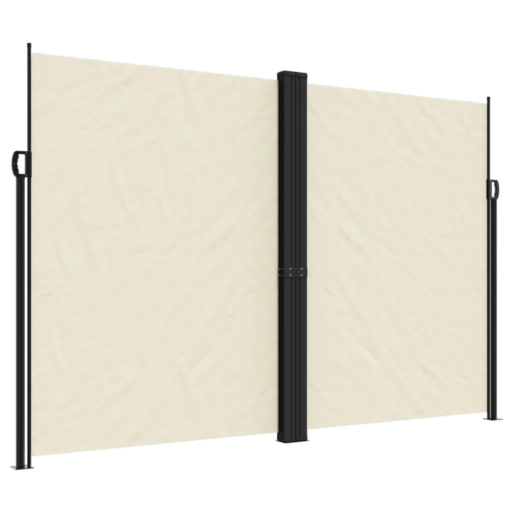 Seitenmarkise ausziehbar & Blickdicht Sichtschutzwand & Windschutz mit Aufrollautomatik Sonnenschutz für Balkon & Terrasse-Creme-220 x 1000 cm