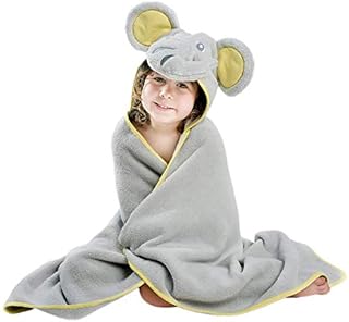 Premium Hooded Towels For Kids | Beach Or Bath Towel | Elephant Design | Ultra Soft and Extra Large | 100% Cotton Childrens Swimming / Bath Towel with Hood for Girls and Boys by Little Tinkers World