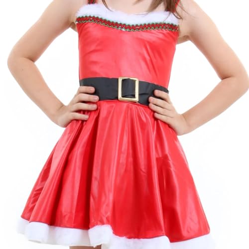 Fantasia de Mamãe Noel Infantil Vestido de Mamãe Noel com Cinto e Gorro Sulamericana (P 3/4 anos)