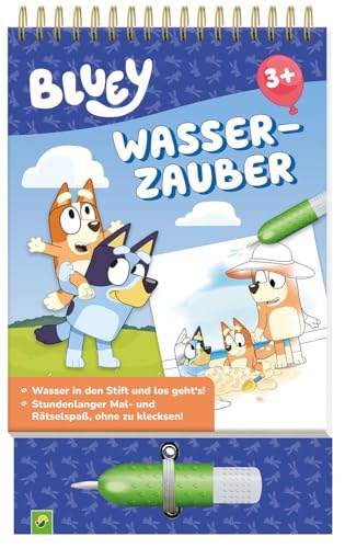 Bluey Wasserzauber: Einfach mit Wasser malen!: Mal- und Rätselbuch mit Wassertankstift für Kinder ab 3 Jahren