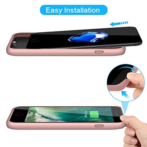 QTshine Battery Case for iPhone 6/6s/7/8, Upgraded [6000mAh] Protective Portable Charging Case Rechargeable Extended Battery Pack for Apple iPhone 6/6s/7/8 (4.7') - Rose Gold - Thumbnail 6