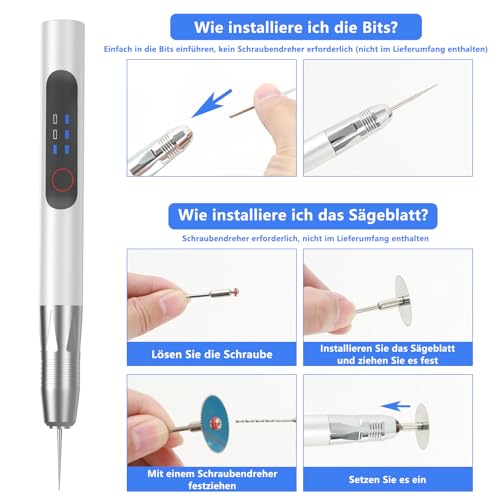 Gravierstift: USB Wiederaufladierbar Gravur Werkzeug Kit - Elektrischer Mini Graveur Gravurwerkzeug für Schmuck Glas Holz Kunststoff Metall Stein