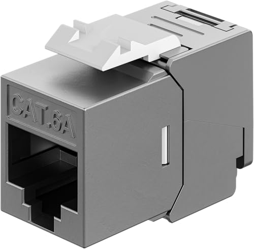 goobay RJ45 Keystone Modul Cat 6A STP – Slim & Short Design, werkzeuglose Montage, 10Gbit/s, PoE+, geschirmt, extra kurz (29 mm), ideal für Patchpanel & Netzwerkdose 77942