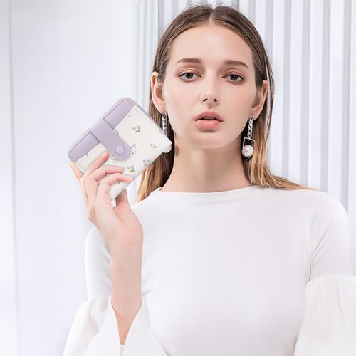 Image of BIAOTIE Wallet for Women Cute Floral Flower Wallet RFID Credit Card Holder Purse Small Bifold Zipper Coin Pocket Purse with ID Windows (T- Lavender)