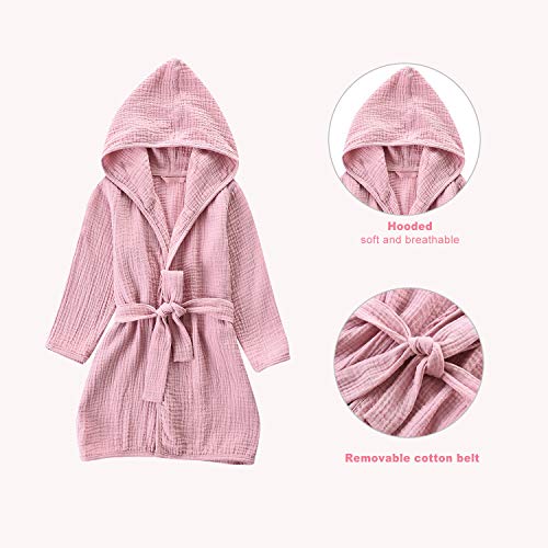 Image of TADO MUSLIN Organic Cotton Toddler Bathrobe, Soft and Breathable Baby Robe for Kid, Boy& Girl Hooded Robe Muslin