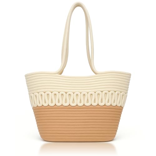 Woven Cotton Thread Tote Shoulder Bag for Women - Durable, Eco-Friendly, Spacious Capacity, Leak-Proof, Boho Style Tote for Travel, Shopping, Vacation, and Everyday Use