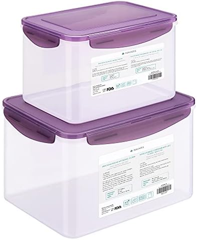 Navaris Plastic Food Containers with Airtight Locks - Set of Large (9L) and Medium (4.9L) Storage for Meal Prep, Food - Freezer and Microwave Safe