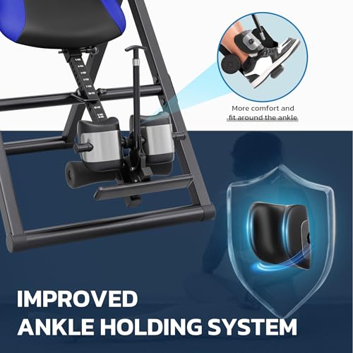 Image of YOLEO Inversion Table for Back Pain 2026 Foldable Inversion Table w /Removable Lumbar Pad, Reversible Ankle Holders, Easy Assembly