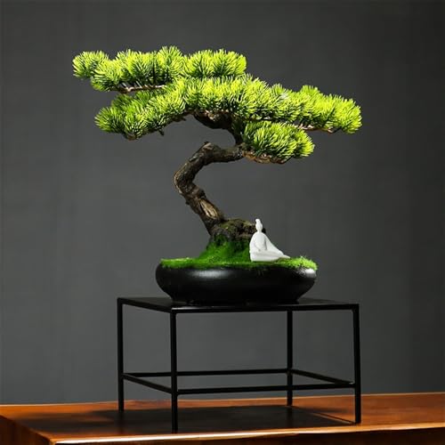 Árbol bonsái artificial de resina para decoración de sala de estar 7