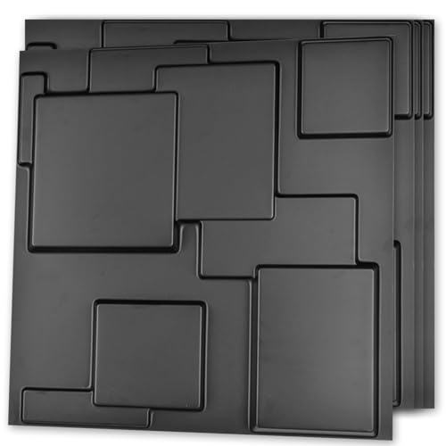 Image of Art3d 19.7 inch x 19.7 inch (Pack of 12) Wall Panel City, Black