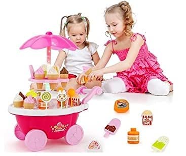 VERYKE Ice-Cream Toy Cart Play Set for Kids - Pretend Play Food - Educational Ice-Cream Trolley Truck - Great Gift for Girls and Boys Ages 3 - 12 Years Old (Without Music & Lights) (B09NSVDBHD) Amazon Price History, Amazon Price Tracker