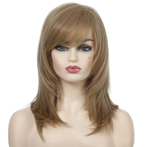 Perruques blondes courtes pour fête et utilisation quotidienne avec frange