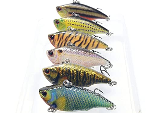 wLure 6 Lures per Pack Lipless Crankbait Fishing Lures Lifelike 2 1/4 inch 1/3 oz HL540KB (HL540KB, with Tackle Box)