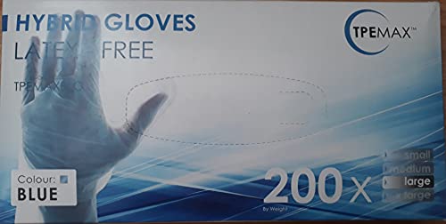 TPEMAX Latex-Free Hybrid Blue Colour 1 Box of 200 Gloves - LARGE Size