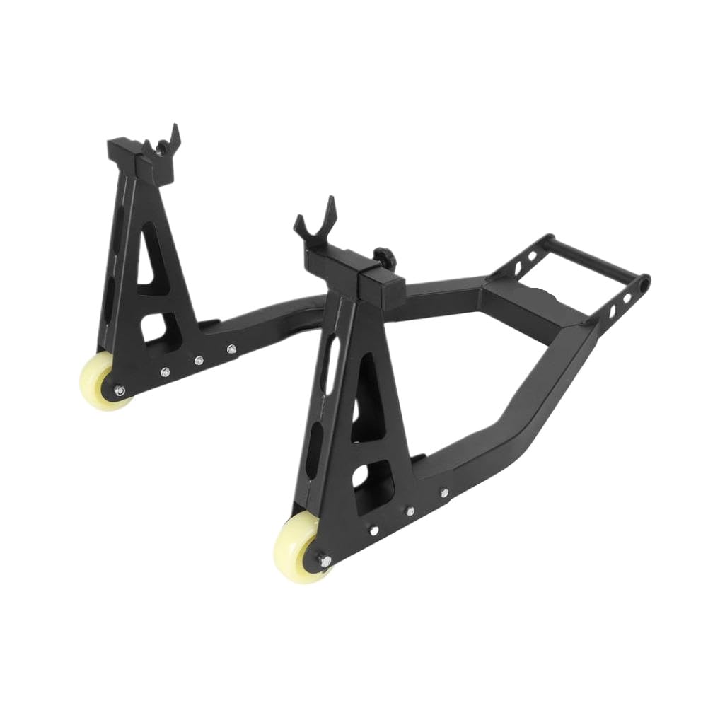 Cavalletto combinato anteriore e posteriore per moto compatibile con i sistemi di sollevamento della bobina a doppia forcella e forcellone(Square Tube Black)