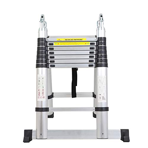 SogesPower 16.5 FT Aluminum Telescoping Ladder Extension Ladder Multi-Purpose Folding Telescopic Ladder with EN131 Standard 330 lbs Capacity,SPJF-UP500D