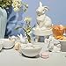 Easter-Decorations - Candy Dish Bowl - Candy Server - Nut Dish - Easter Bunny Bowl Ceramic Snack Serving Dish with Rabbit White Tabletop Decor Framhouse Home Décor 7x3.75x4.25 Inch Newman House Studio